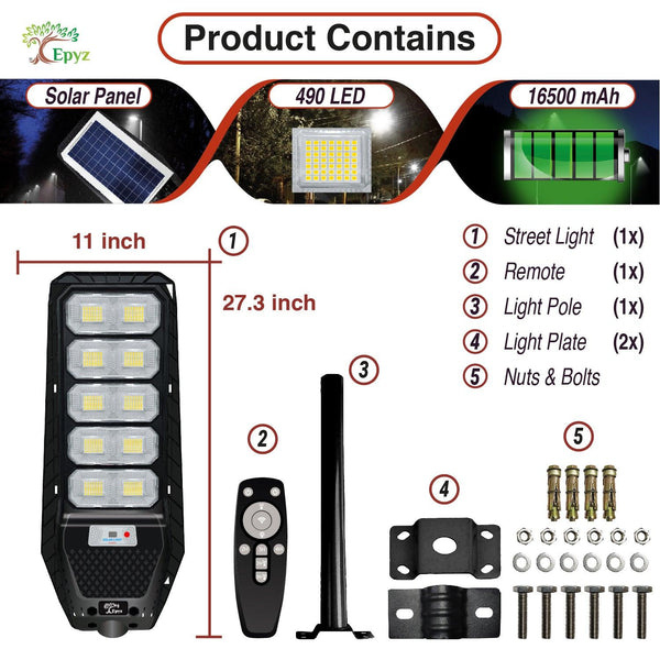 200 Watt Hexagon Solar Street Light for Garden (White Light)