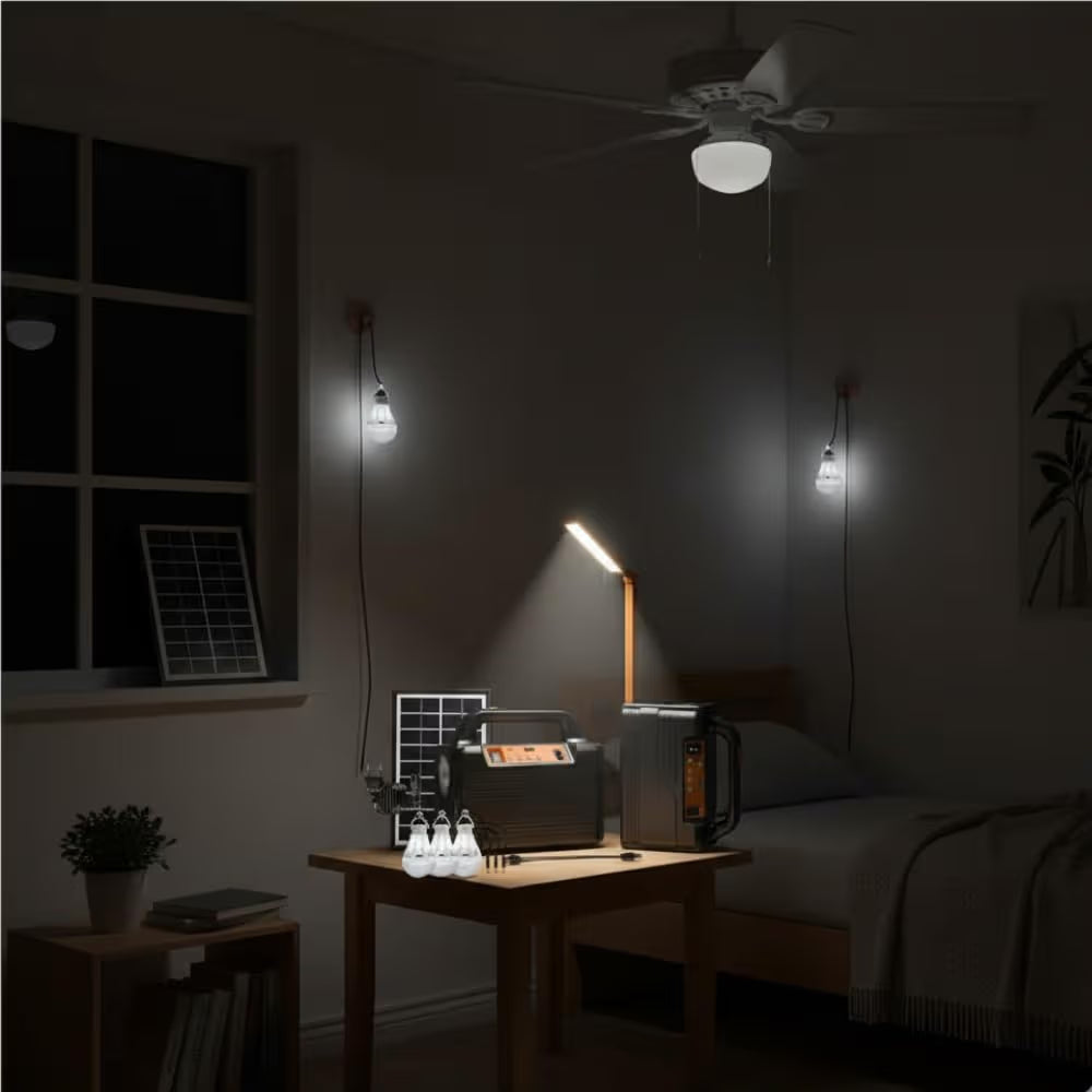 Drumstone (𝐍𝐞𝐰 𝐘𝐞𝐚𝐫 Special 5 𝐘𝐞𝐚𝐫𝐬 Warranty) Solar Mini Inverter Set | USB Cable, Torch, 3 LED Bulbs | Phone Charging, Portable Solar Lighting, Camping, and Home | Ideal 𝐆𝐢𝐟𝐭