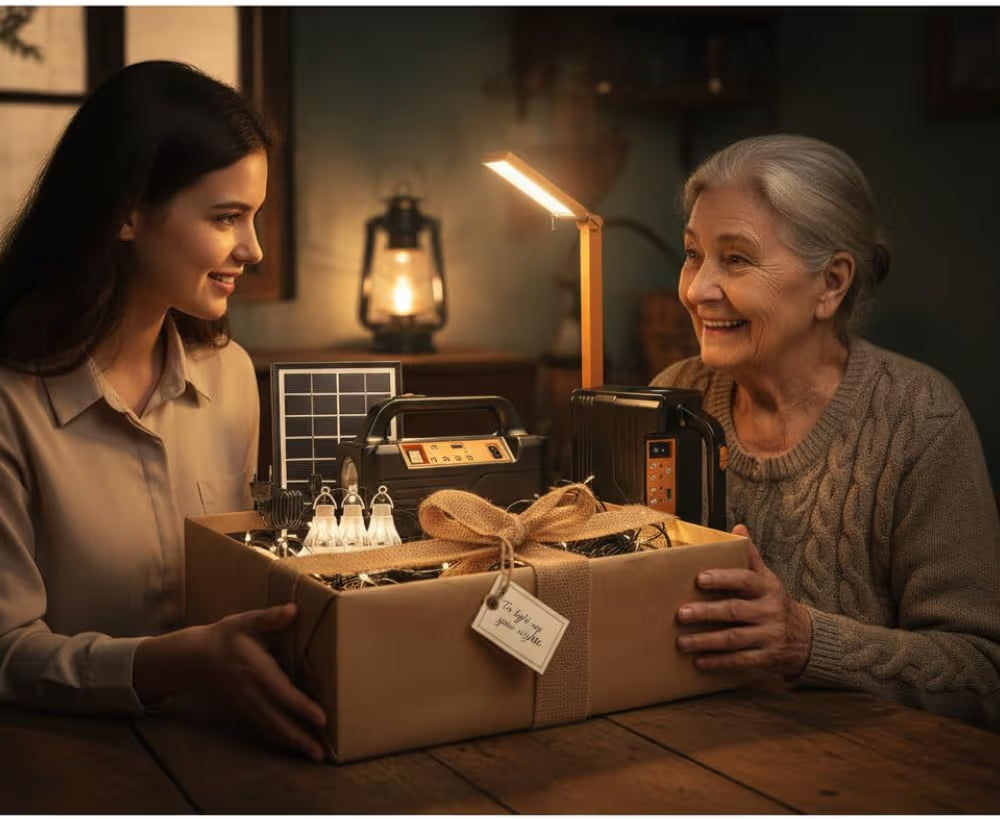 Drumstone (𝐍𝐞𝐰 𝐘𝐞𝐚𝐫 Special 5 𝐘𝐞𝐚𝐫𝐬 Warranty) Solar Mini Inverter Set | USB Cable, Torch, 3 LED Bulbs | Phone Charging, Portable Solar Lighting, Camping, and Home | Ideal 𝐆𝐢𝐟𝐭