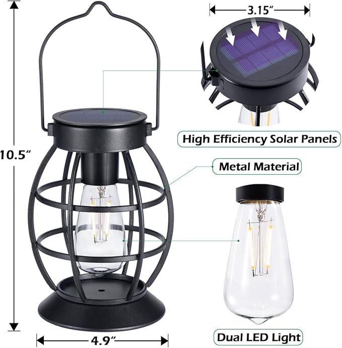 LeiDrail Solar Lantern Outdoor Hanging Solar Lights