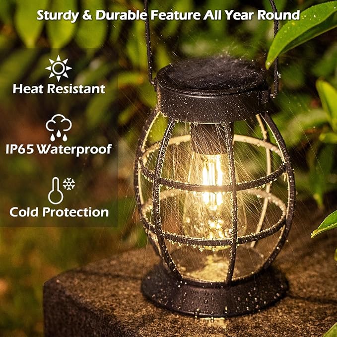 LeiDrail Solar Lantern Outdoor Hanging Solar Lights