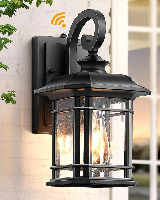 VIANIS Black Outdoor Wall Light – Dusk to Dawn, Waterproof, Anti-Rust.