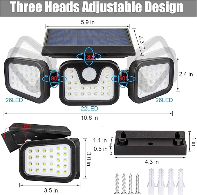 Harloon Solar Outdoor Lights, 1200LM Super Bright Motion Sensor Outdoor Light