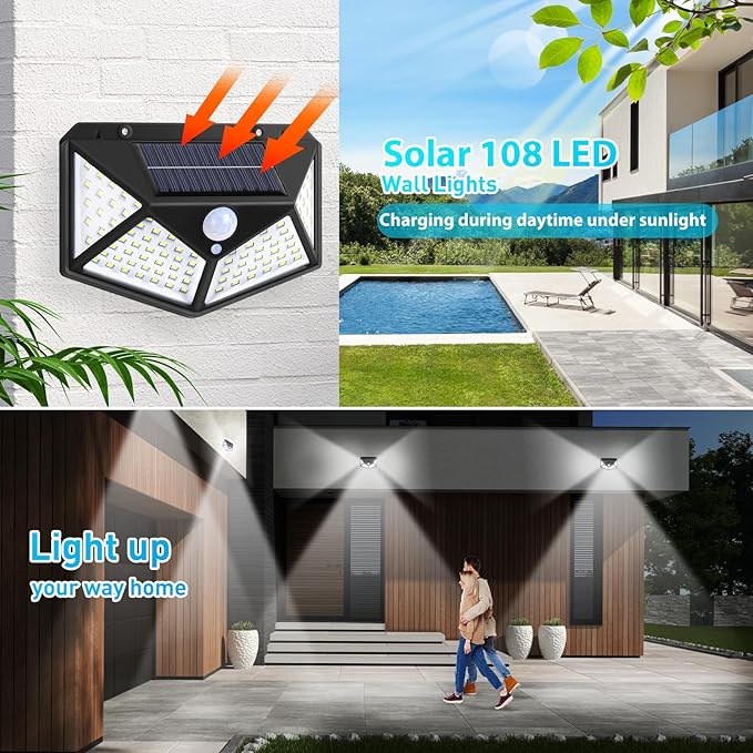 Roshin 10 Pack 108 LED Solar Lights Outdoor (1080 LED)