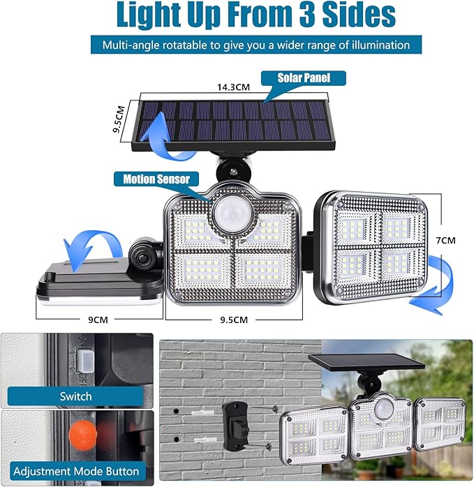 Harloon Solar Outdoor Lights, 1200LM Super Bright Motion Sensor Outdoor Light