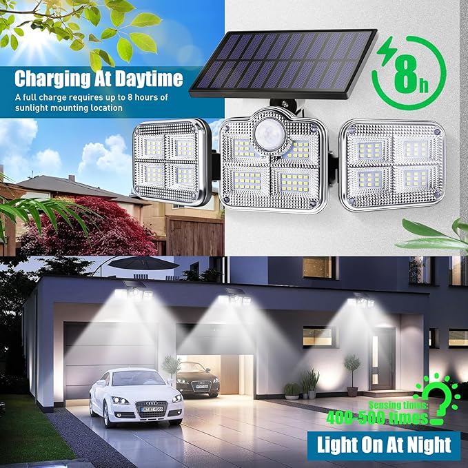 Harloon Solar Outdoor Lights, 1200LM Super Bright Motion Sensor Outdoor Light