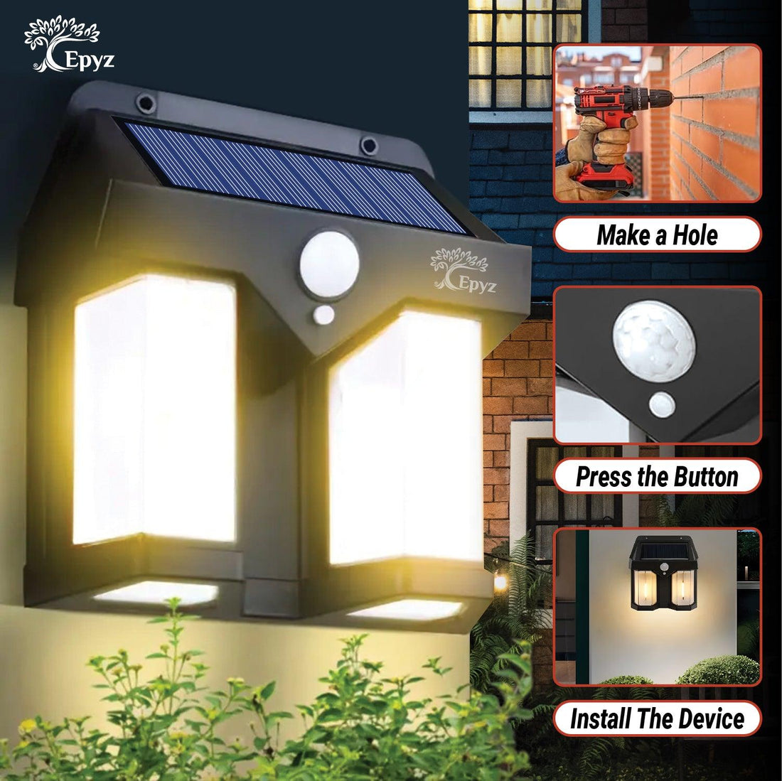 Solar Double Wall Motion Sensor Light