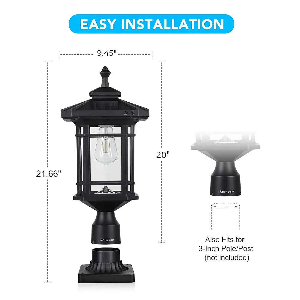 Warm white solar lights, 4x4 posts, waterproof, 2-pack.