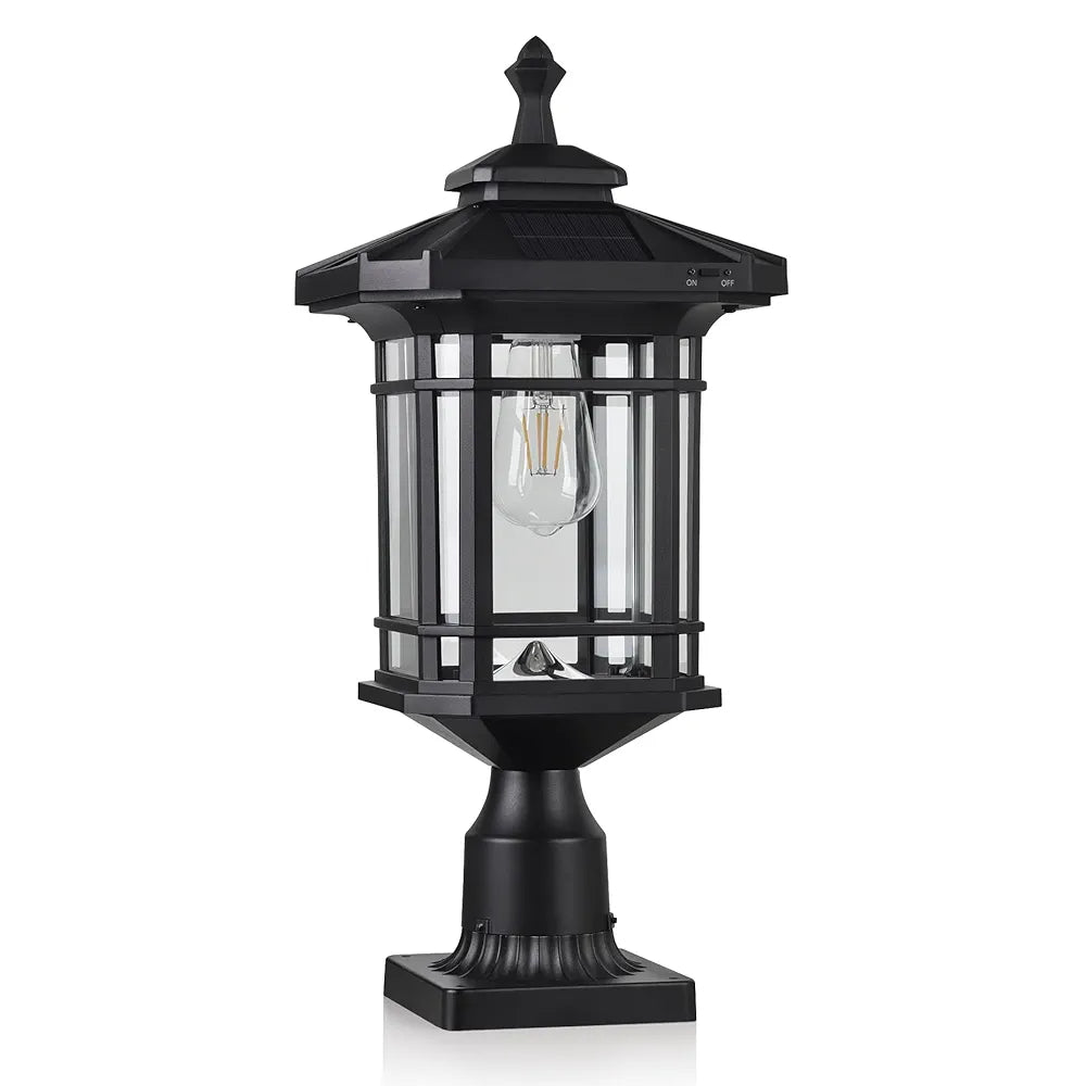 Warm white solar lights, 4x4 posts, waterproof, 2-pack.