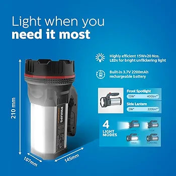 PHILIPS 15W (CDL) BLAZE RECHARABLE LED LANTERN TORCH 5 years warranty