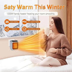 800W Electric Handy Heater - Wall-Outlet Plug-in Mini Heater with Remote Control & Adjustable Thermostat - Portable Space Heater for Home, Office, Bedroom & Bathroom (Black)