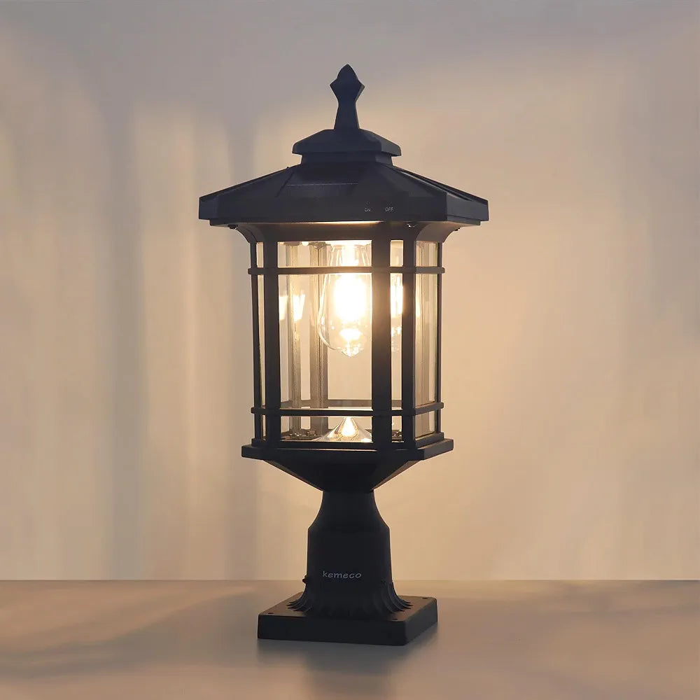 Warm white solar lights, 4x4 posts, waterproof, 2-pack.