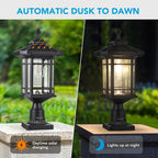 Warm white solar lights, 4x4 posts, waterproof, 2-pack.
