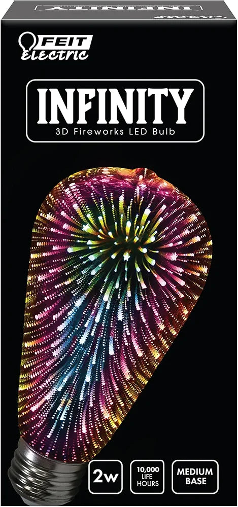 ACMUST Infinity 3D Fireworks Bulb, 3W LED Light, 120V Multicolor Fairy Disco Light, Colorful Stain Glass Firework Effect, Party Light Bulb, Decorative Infinity LED Bulb