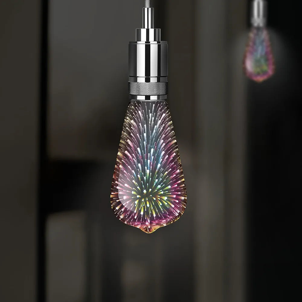 ACMUST Infinity 3D Fireworks Bulb, 3W LED Light, 120V Multicolor Fairy Disco Light, Colorful Stain Glass Firework Effect, Party Light Bulb, Decorative Infinity LED Bulb